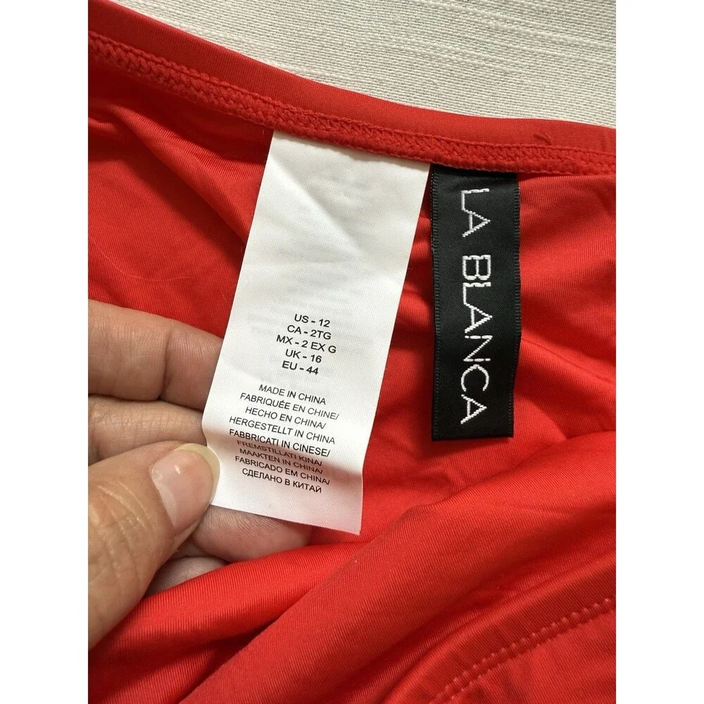 La Blanca Island Goddess Side Tie Hipster Bottom In Cherry Red Sz 12 New